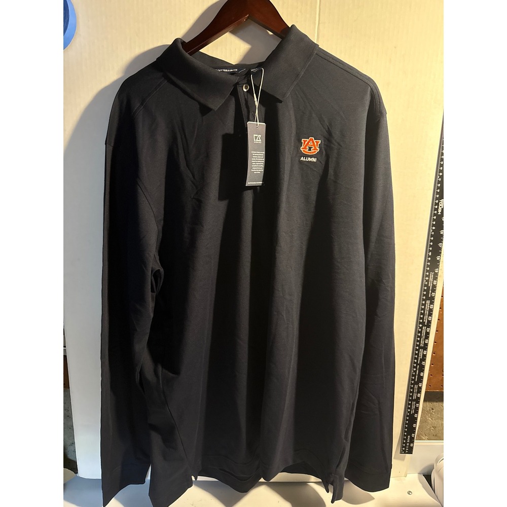 Cutter & Buck Auburn Tigers Alumni‎ ADV Eco Long Sleeve Polo Navy Blue 2XT  Mens